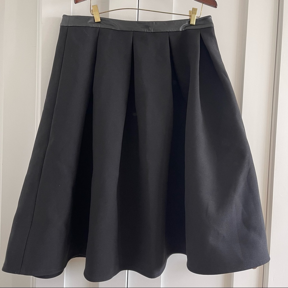 Semi-Structured black full skirt with leather waistband
